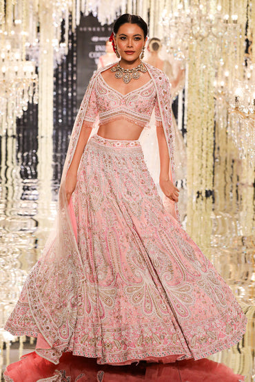 Blush Pink Thread & Zardozi Embroidered Lehenga