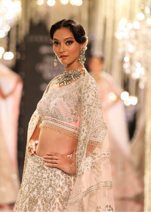 Blush Thread & Crystal Embroidered Lehenga