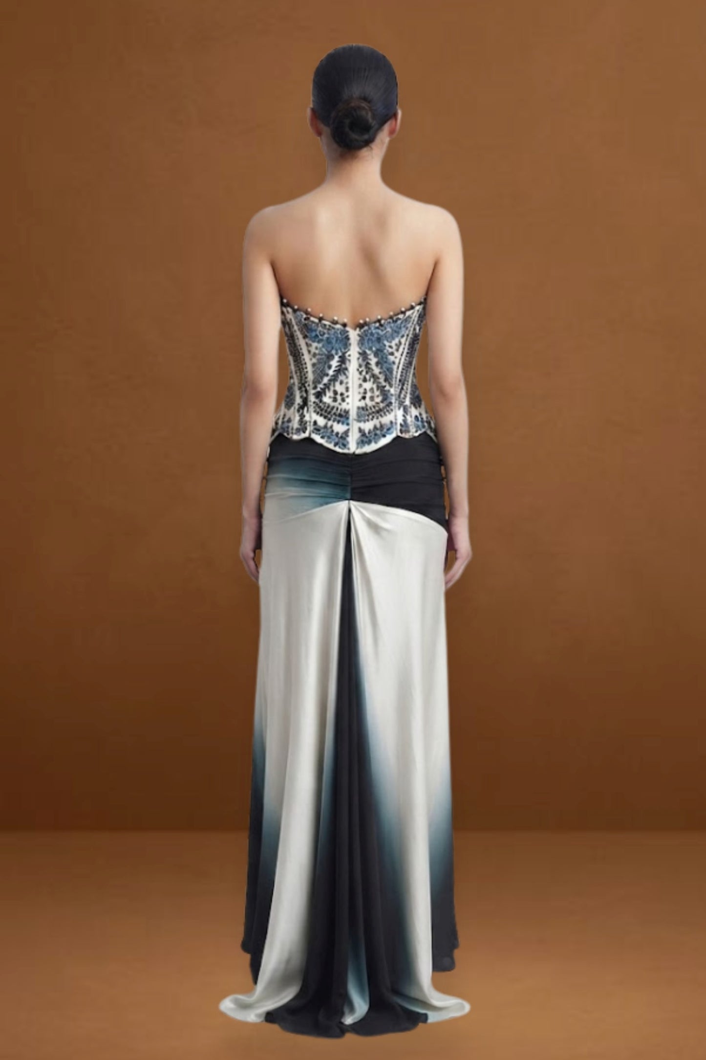 Ombré Draped Modal Satin Skirt