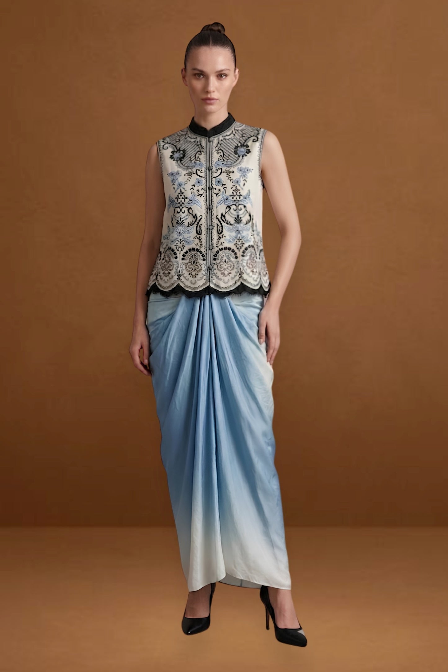 Embroidered Cotton Silk Top