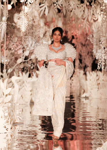 Nude Aari Embroidered Saree with Pearl Detailed Blouse