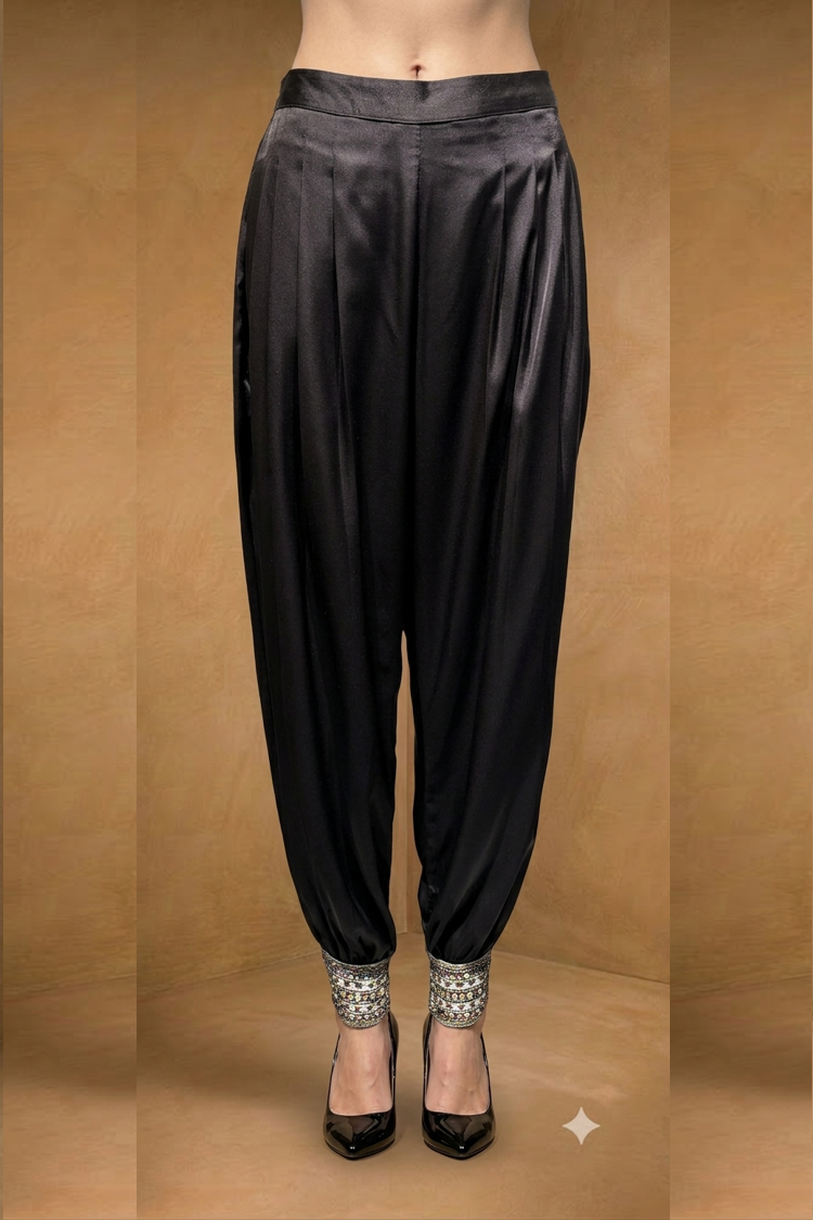 Poly Satin Draped Trousers