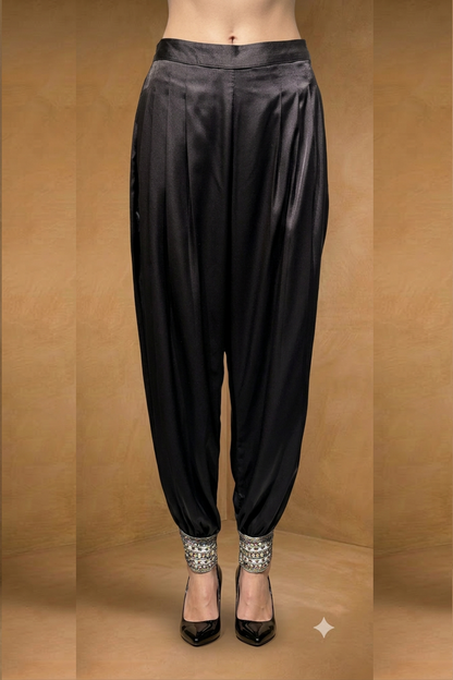 Poly Satin Draped Trousers