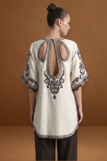 Embroidered Chanderi Silk Tunic