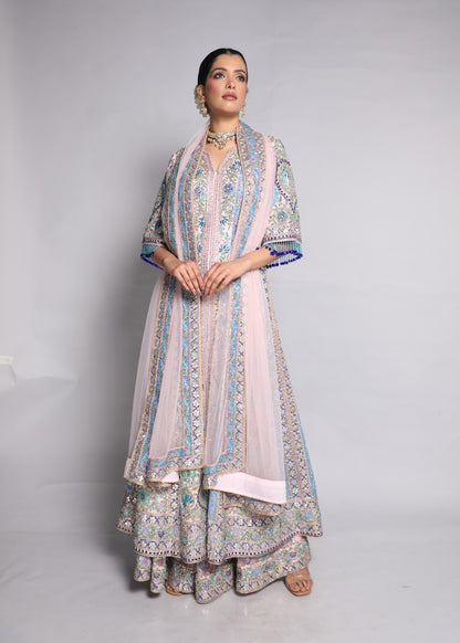 Blush Pink Embroidered Anarkali Set