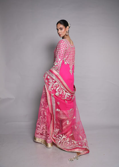 Fuschia Embroidered Kurta Set