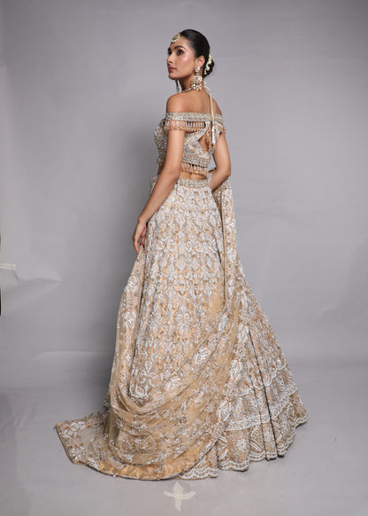 Embellished Lehenga & Off-Shoulder Blouse