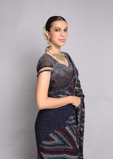 Deep Navy Embellished Saree
