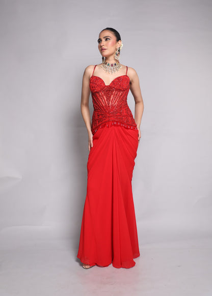 Draped Skirt With Embellished Corset