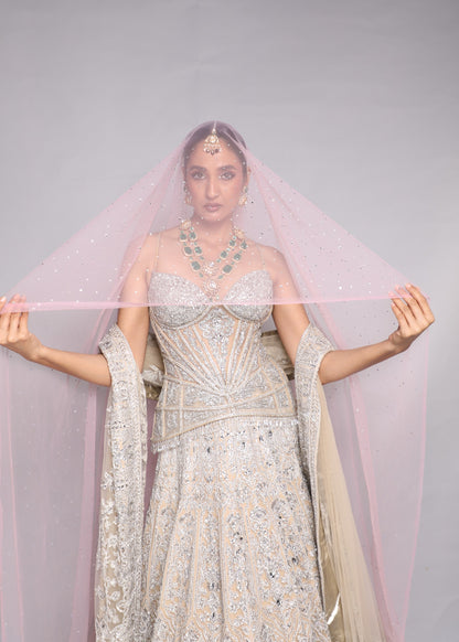 Ivory Embellished Corset Lehenga