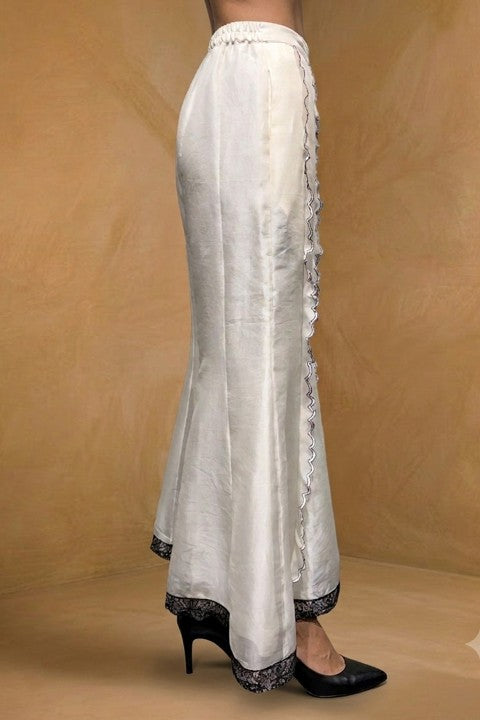 Silk Organza Wide-Leg Trousers