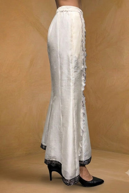 Silk Organza Wide-Leg Trousers