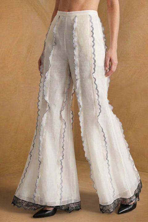 Silk Organza Wide-Leg Trousers
