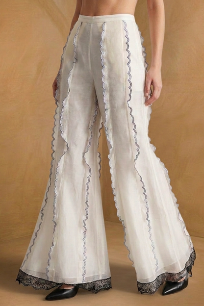 Silk Organza Wide-Leg Trousers
