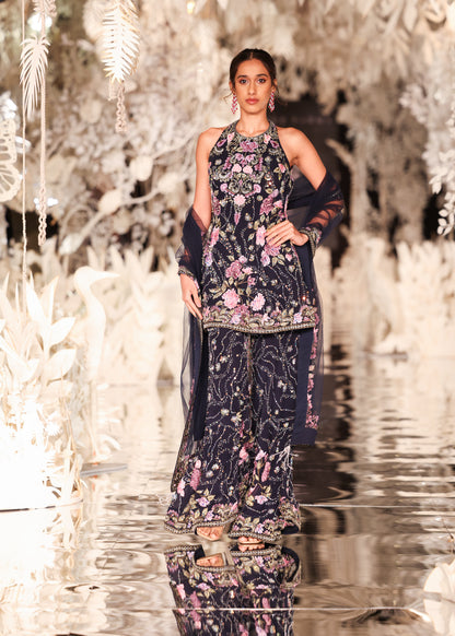 Floral Embroidered Halter-Neck Kurta and Sharara Set