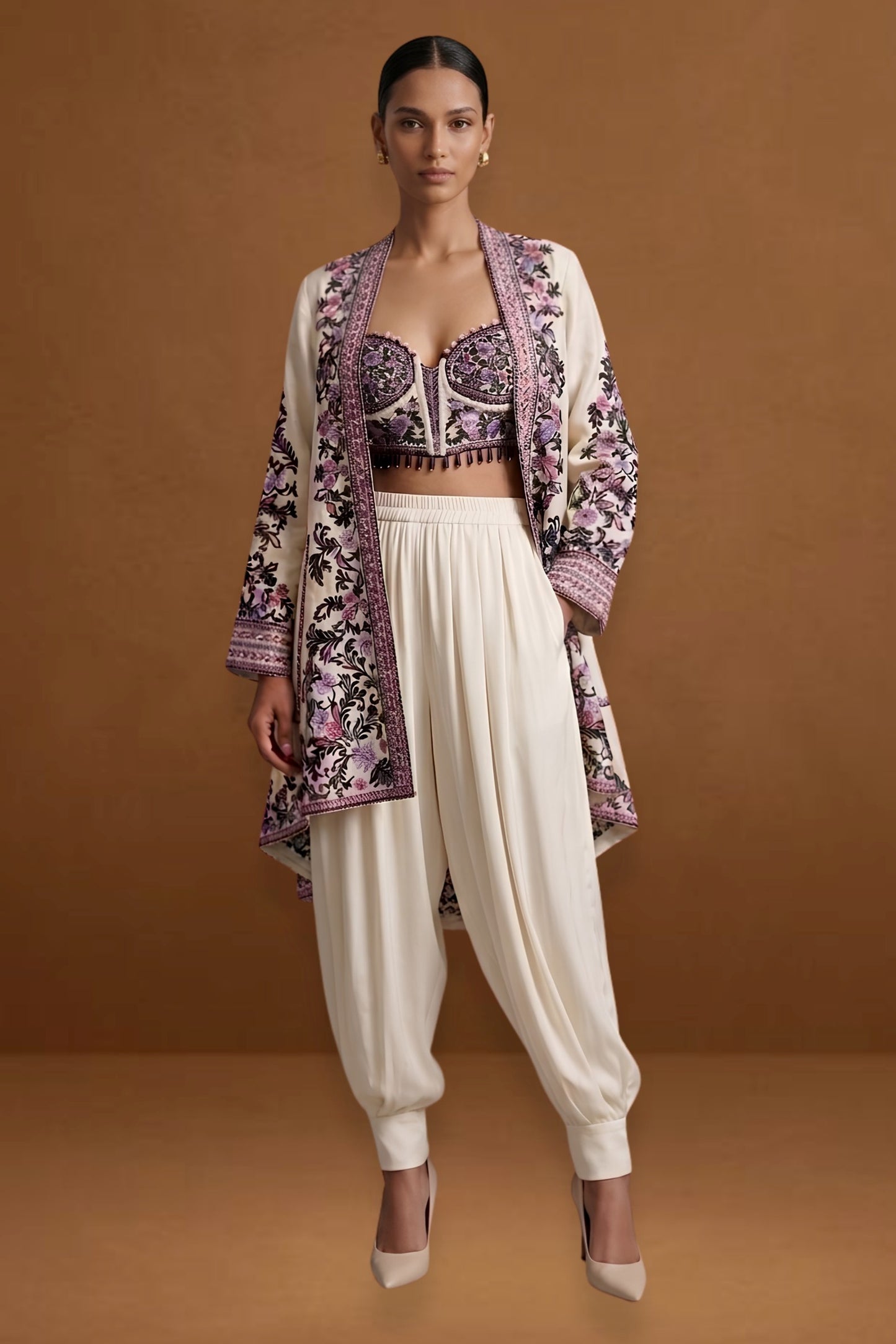 Embroidered Modal Satin Bustier