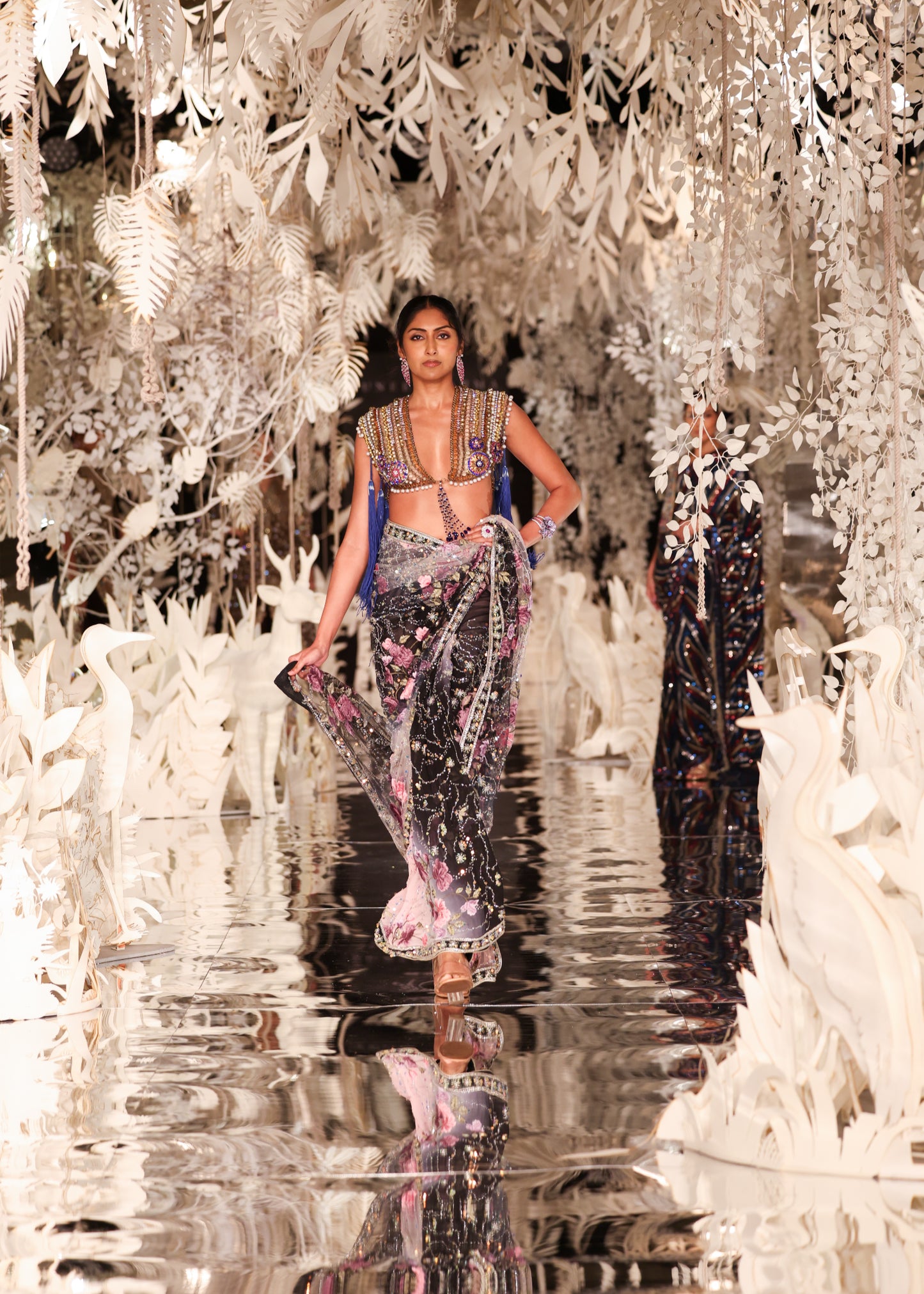 Ombre Sequin Saree with Sculptural Beaded Bustier