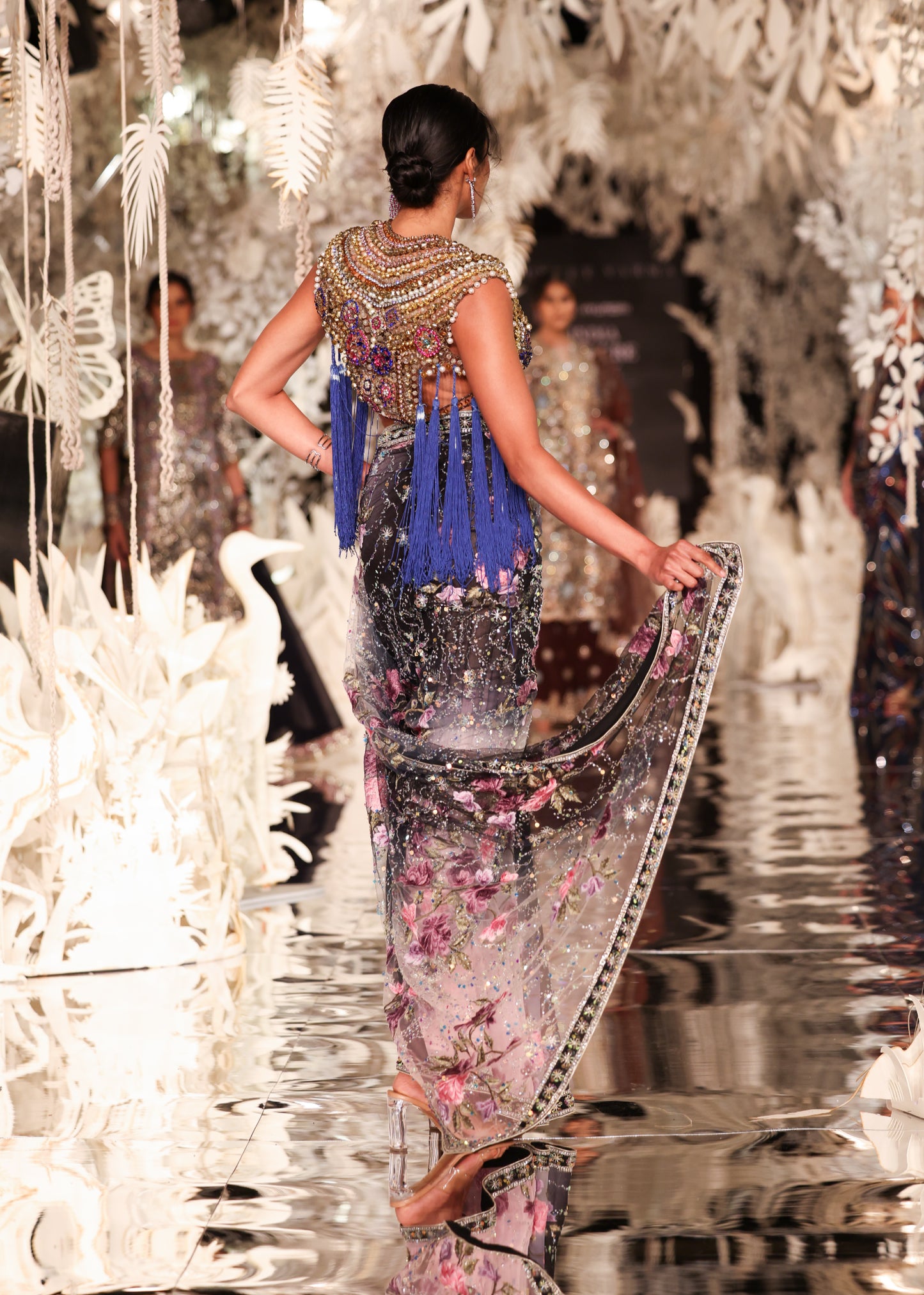Ombre Sequin Saree with Sculptural Beaded Bustier
