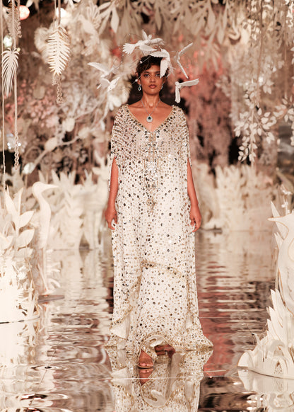 Embellished High-Low Kaftan Gown