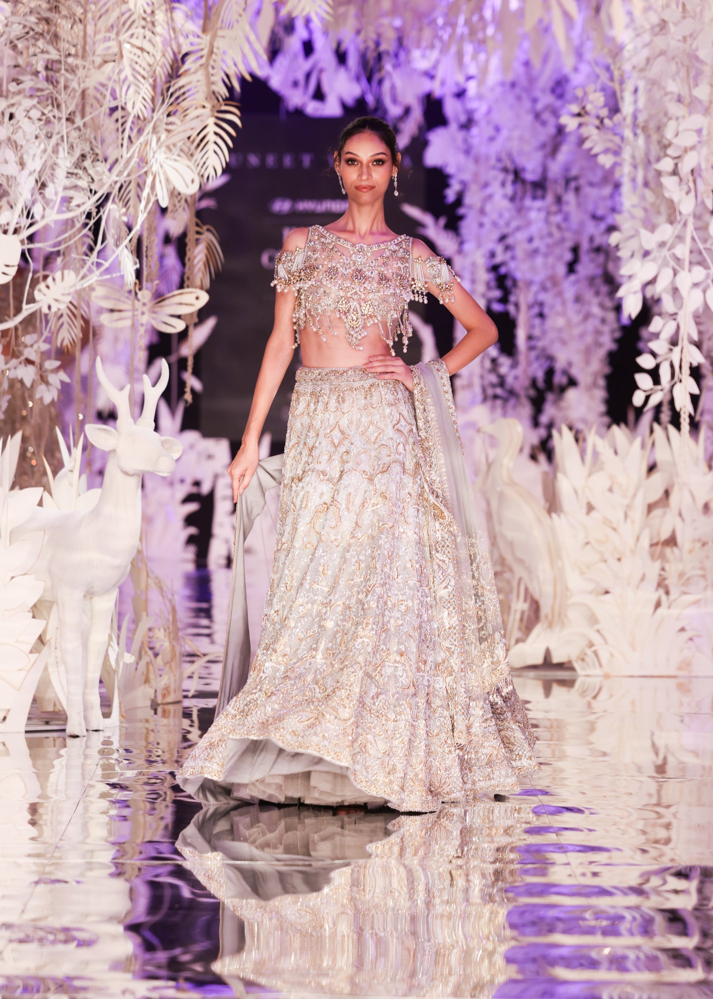 Silver Grey Zardozi Lehenga