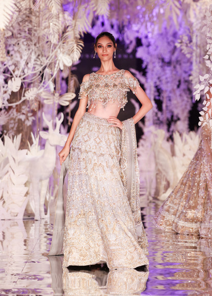 Silver Grey Zardozi Lehenga