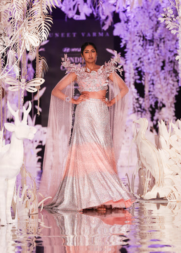 Pink Swarovski Embroidered Lehenga Set