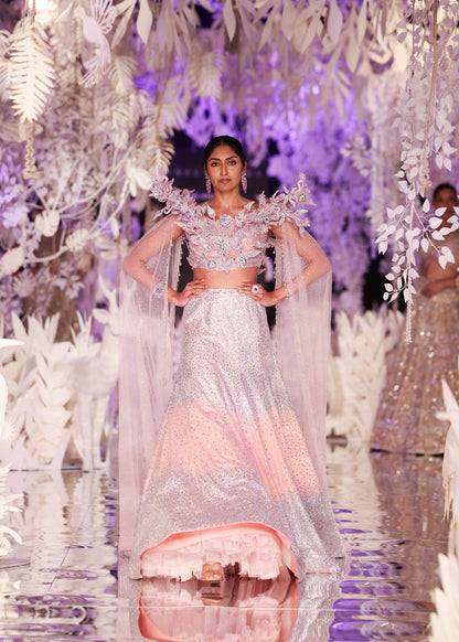 Pink Swarovski Embroidered Lehenga Set