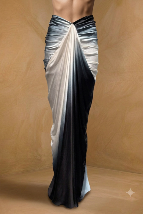 Ombré Draped Modal Satin Skirt