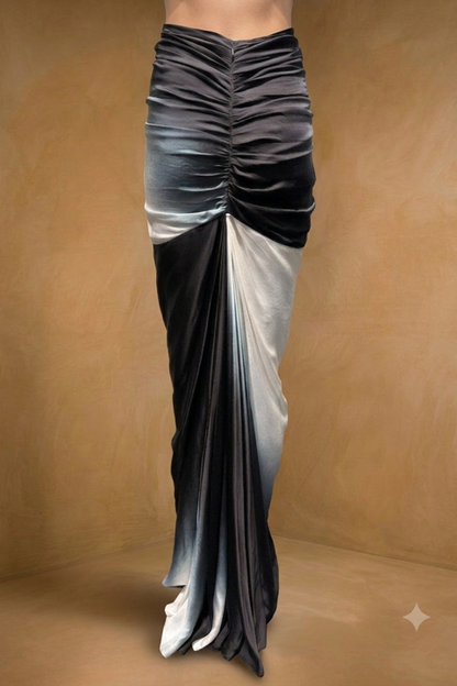 Ombré Draped Modal Satin Skirt