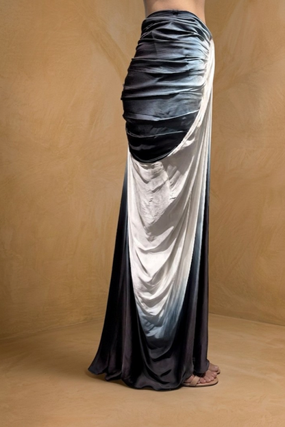 Ombré Draped Modal Satin Skirt