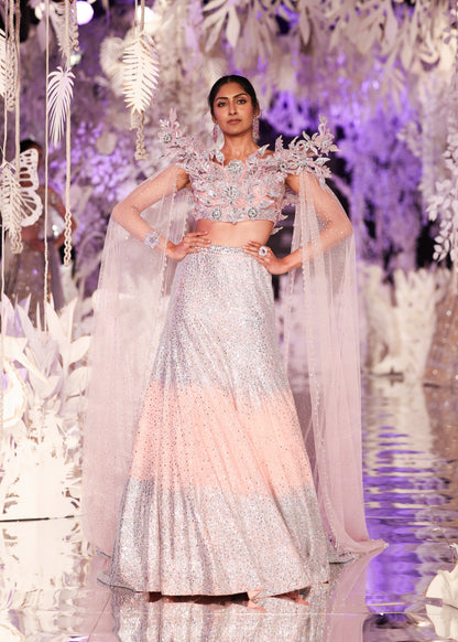 Pink Swarovski Embroidered Lehenga Set