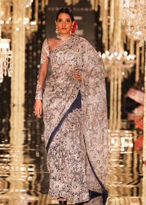 Navy Thread & Sequin Saree