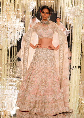 Blush Thread & Crystal Embroidered Lehenga