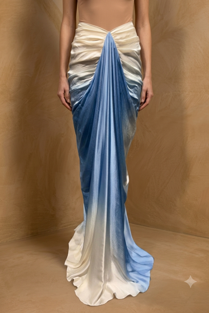 Ombré Draped Modal Satin Skirt