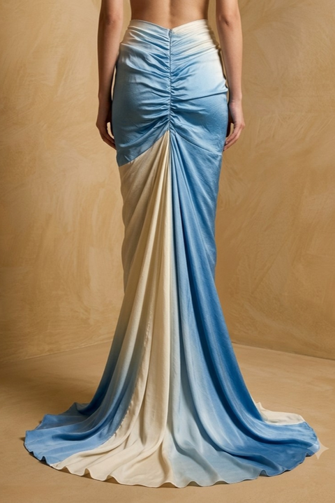 Ombré Draped Modal Satin Skirt