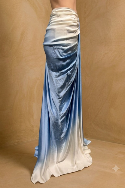 Ombré Draped Modal Satin Skirt