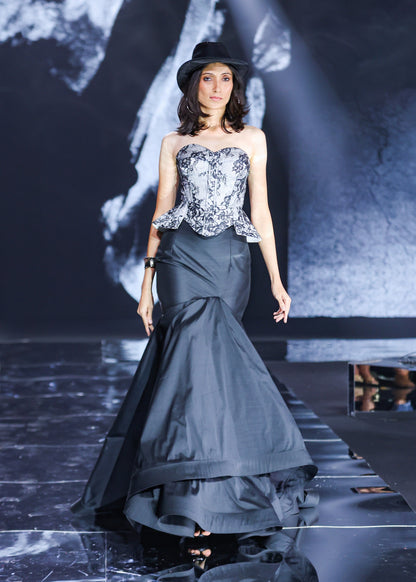 Black Strapless Corset Skirt Set