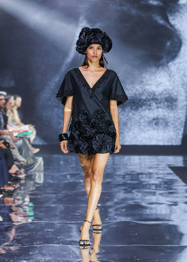 Black embroidered Tunic Dress