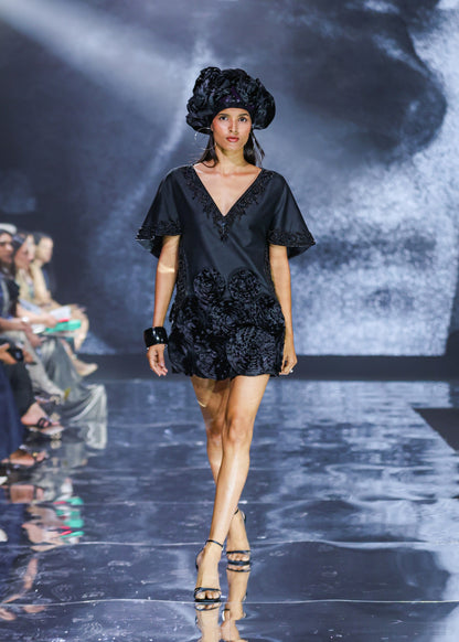 Black embroidered Tunic Dress