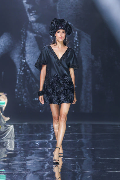 Black embroidered Tunic Dress