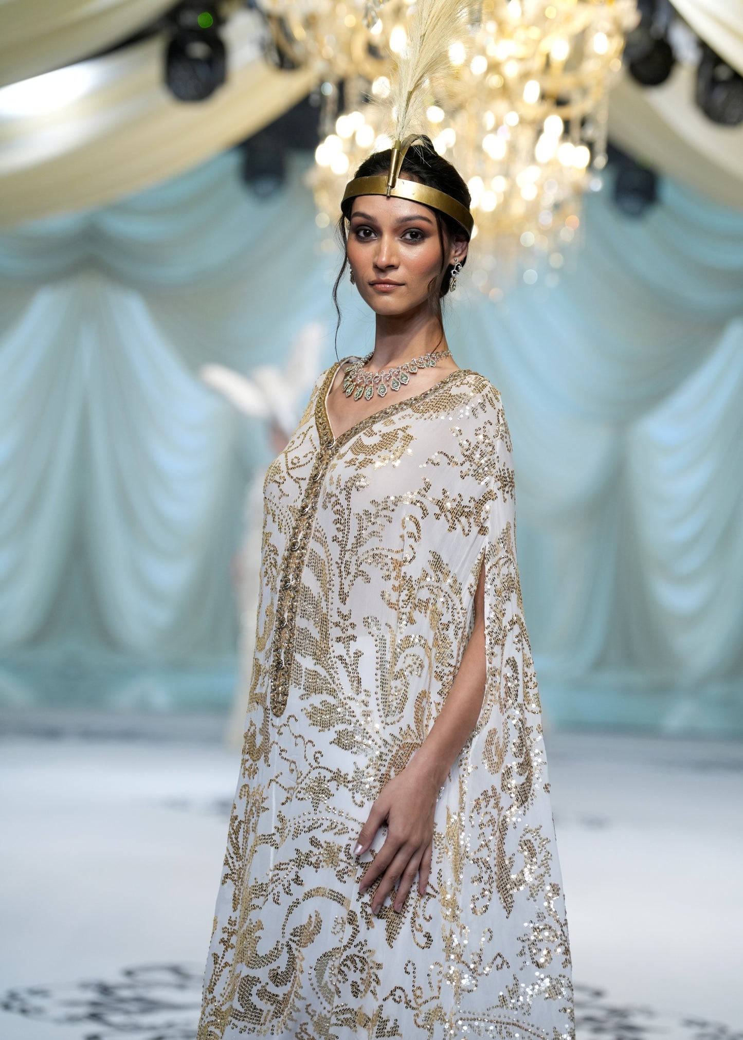 Ivory Embroidered Kaftan Set