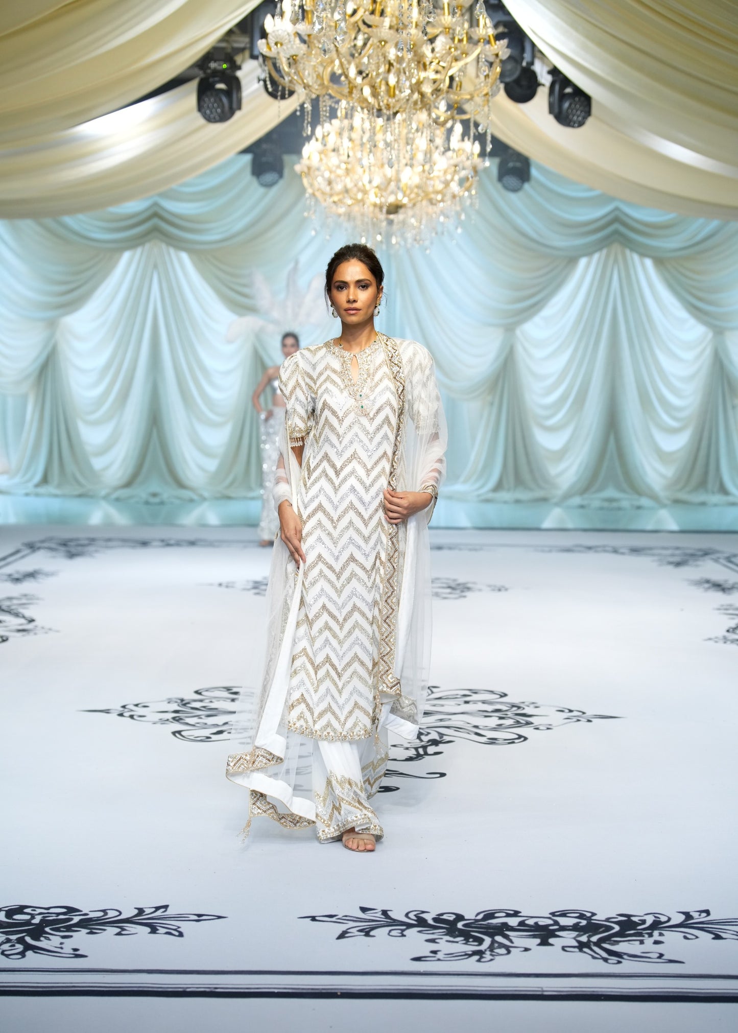 Ivory Chevron Kurta Set
