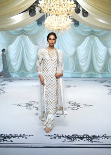 Ivory Chevron Kurta Set