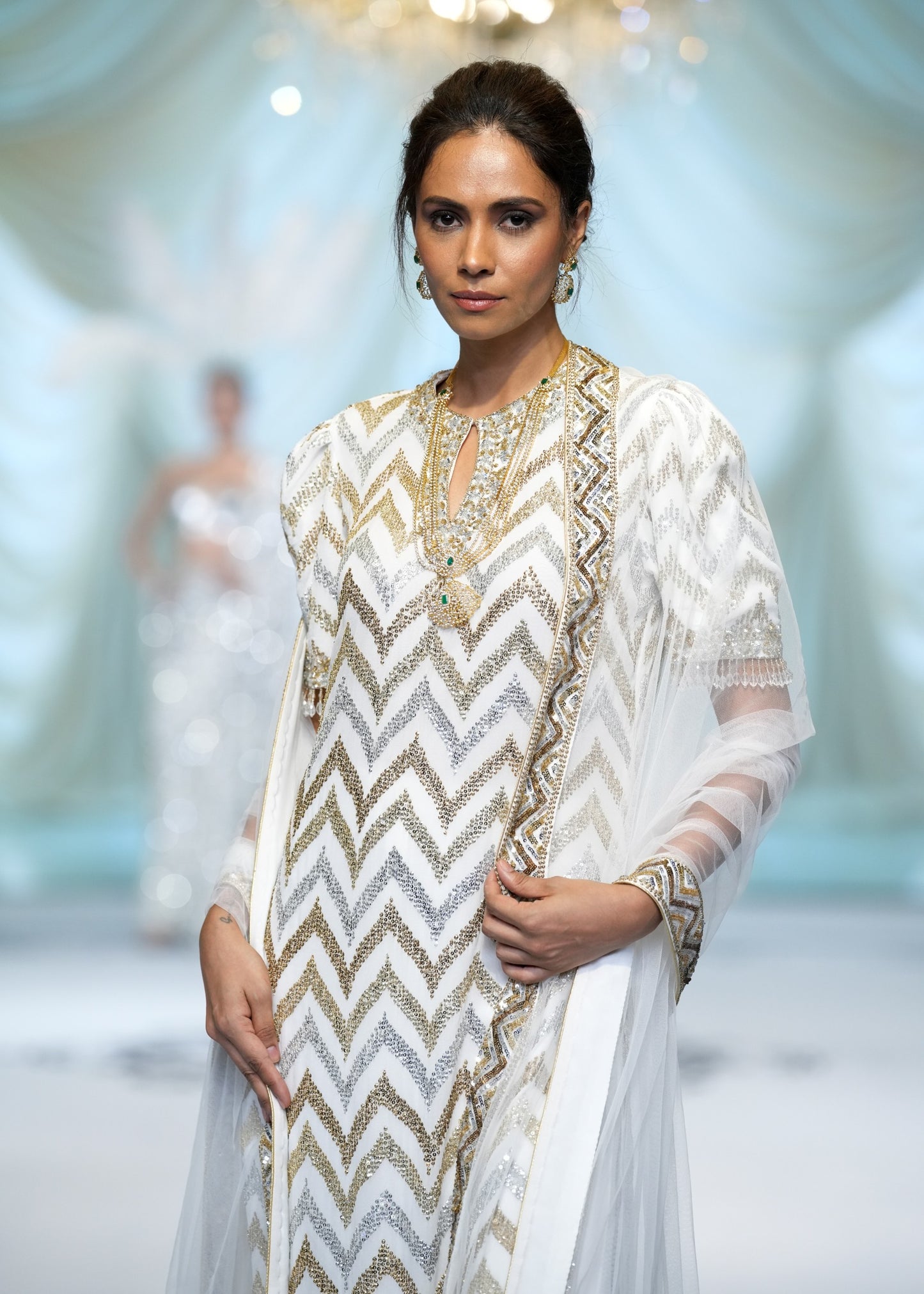 Ivory Chevron Kurta Set