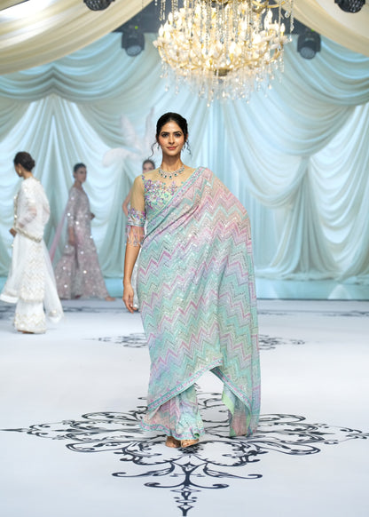 Pastel Chevron Saree