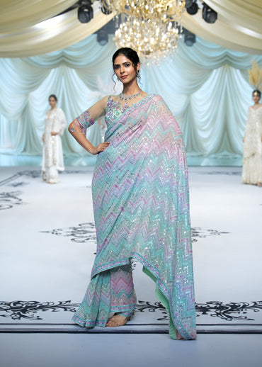 Pastel Chevron Saree