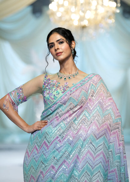 Pastel Chevron Saree