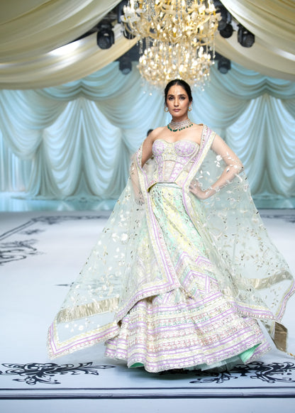 Pastel Chevron Lehenga Set