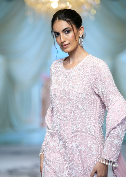 Blush Embroidered Sharara Set