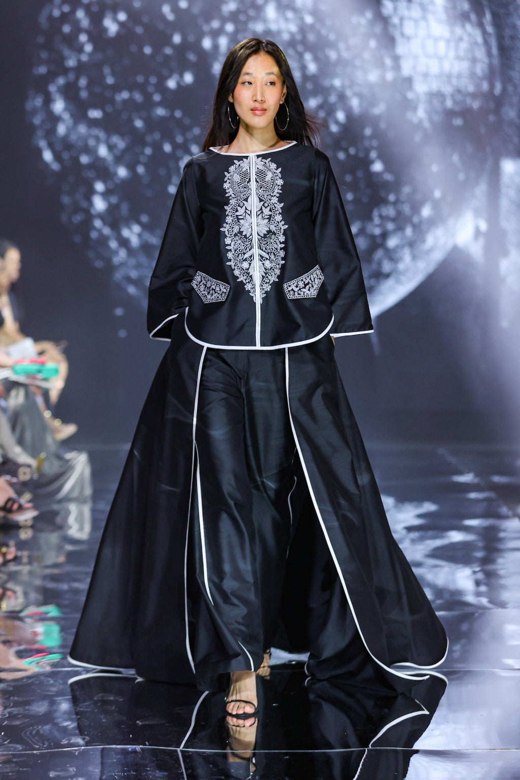 Black Embroidered Jacket Set